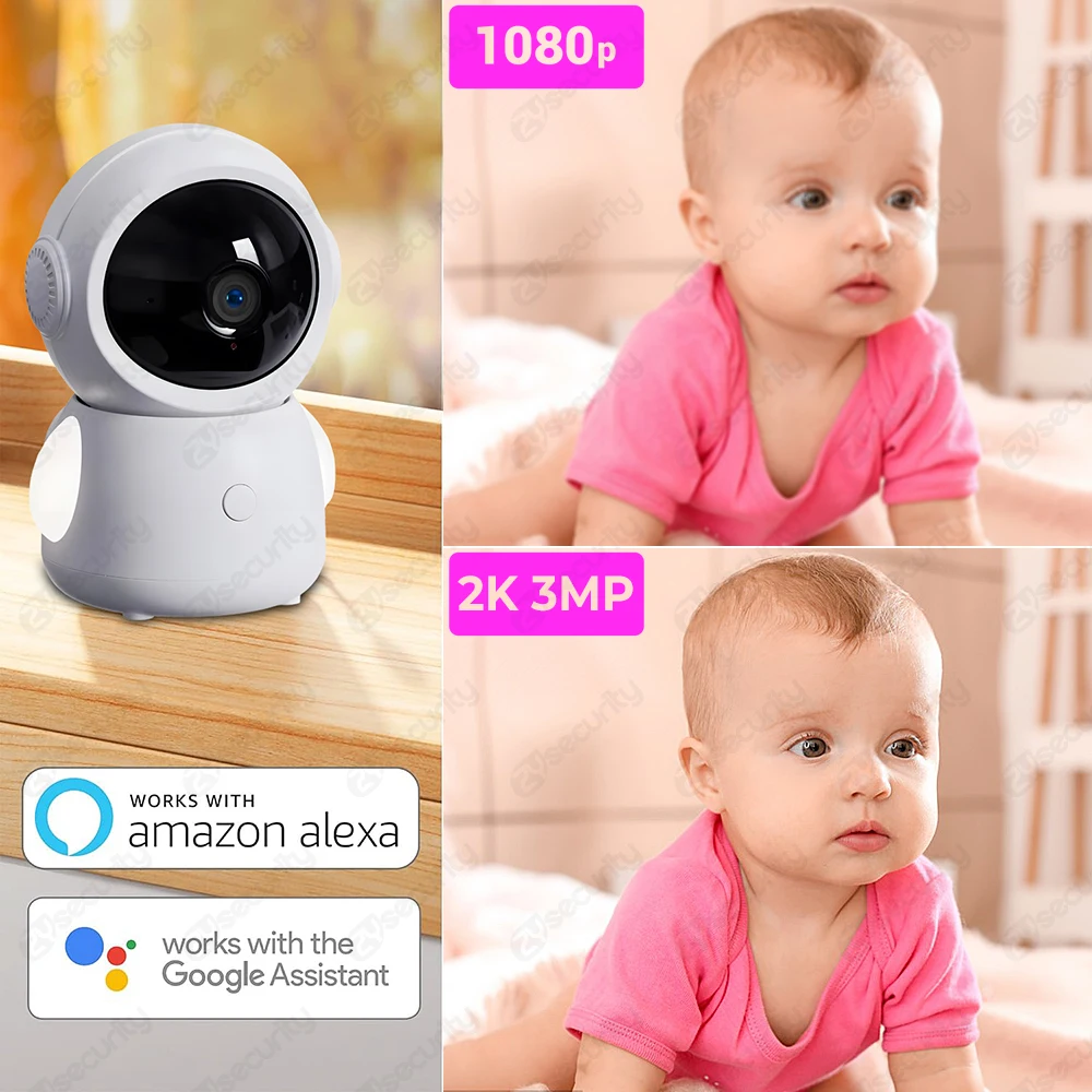 Imagem -04 - Duas Câmeras Wi-fi Monitor de Bebe Tela Dividida Telefone do Bebê Via Controle de App e Tela Ips de 43 Movimento Detectado Rastreamento Automático Ptz Câmera de Bebê Suporte Alexa e Google Assistente 2k mp