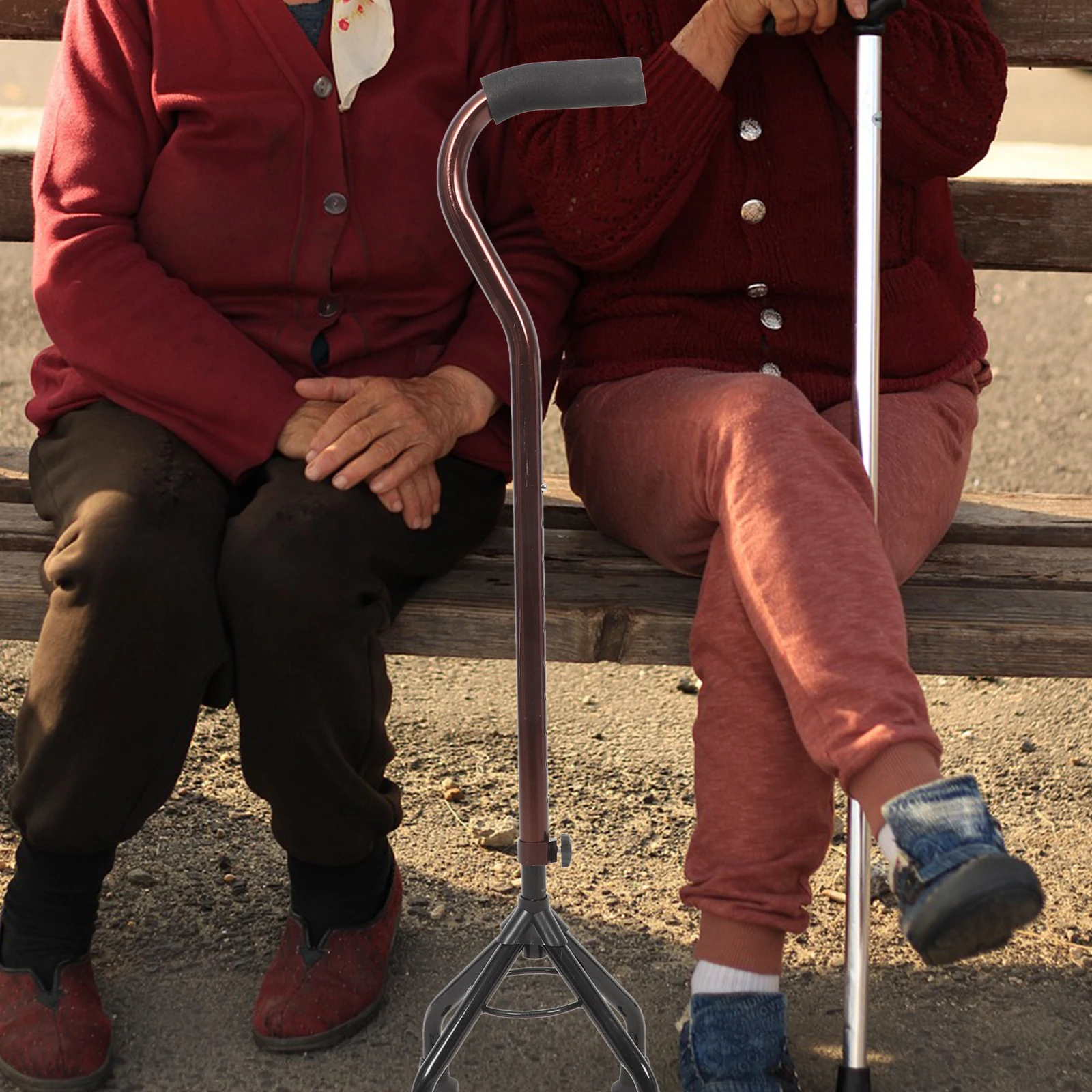 

Aluminum Alloy Elderly Walking Stick Nonslip Adjustable Height Crutches 4 Legs Cane Stability Trekking Pole Hiking Stick