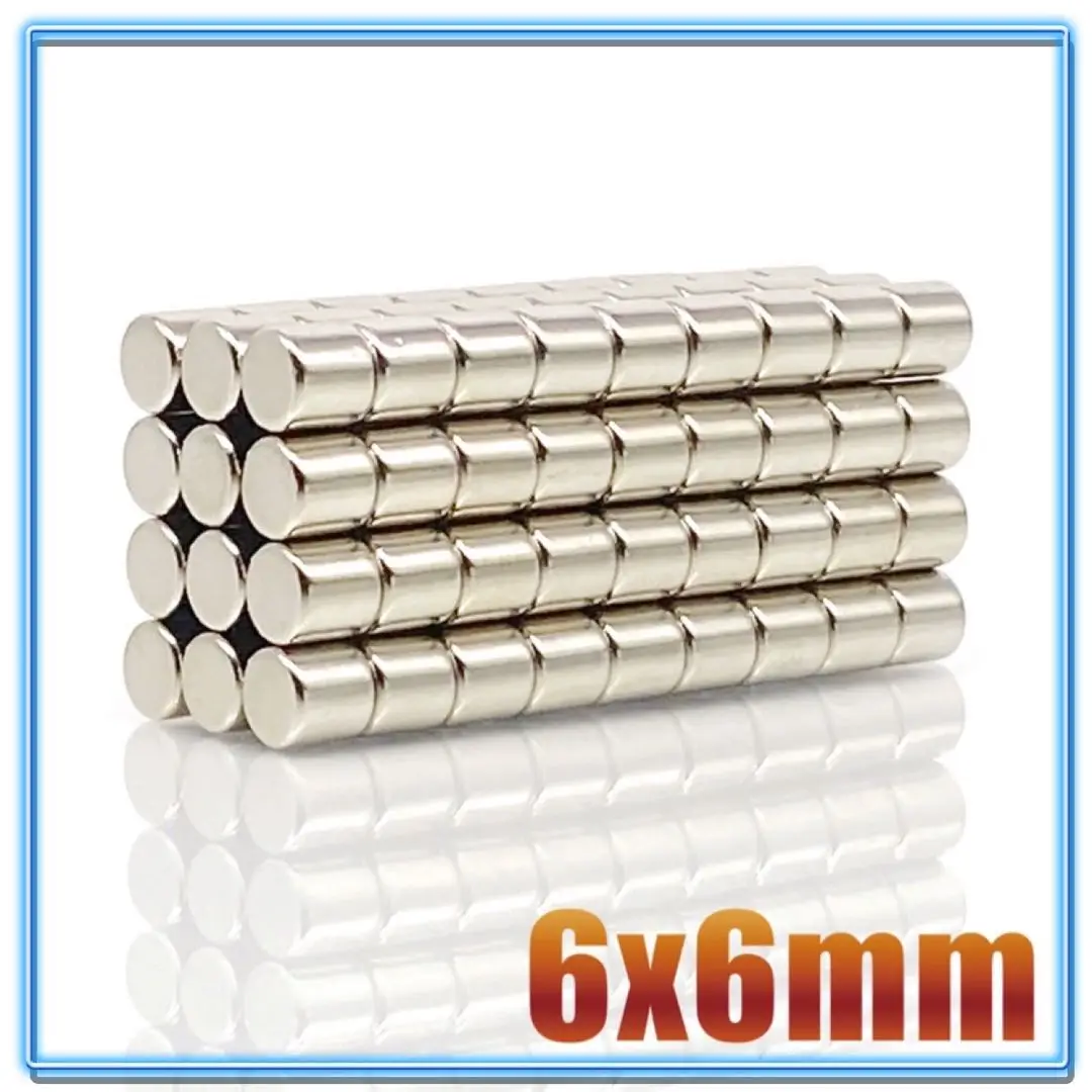 10-1000Pcs 6x6 Neodymium Magnet 6mm x 6mm N35 NdFeB Round Super Powerful Strong Permanent Magnetic imanes Disc 6x6 mm