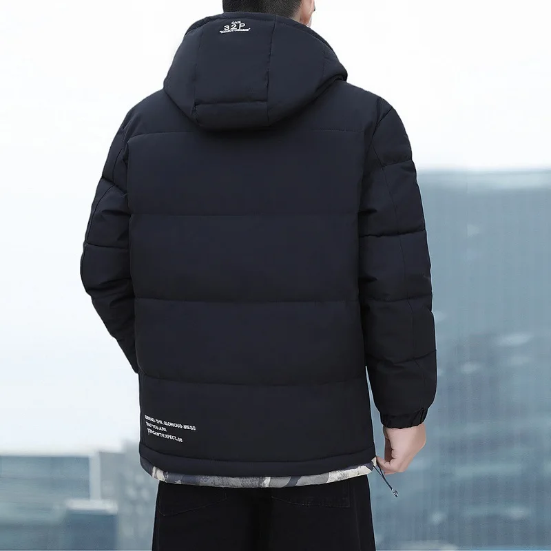 2025 hiver hommes doudoune épaissir résistant au froid à manches longues vêtement d'extérieur pour homme mode contraste couleur polyvalent homme manteau à capuche