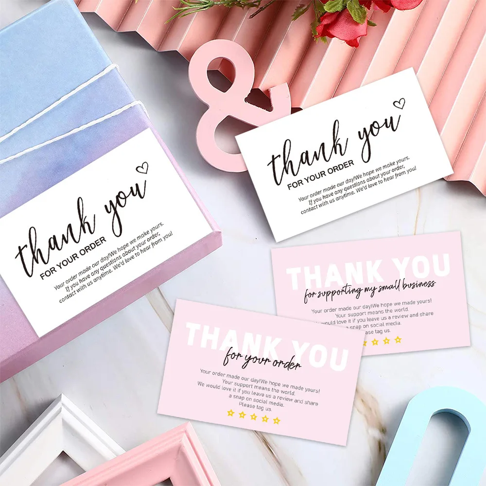 

30PCS Thank You For Supporting My Small Bussiness Pink Gift Packages Greeting Card Customized Packaging Supplies Beyond Grateful