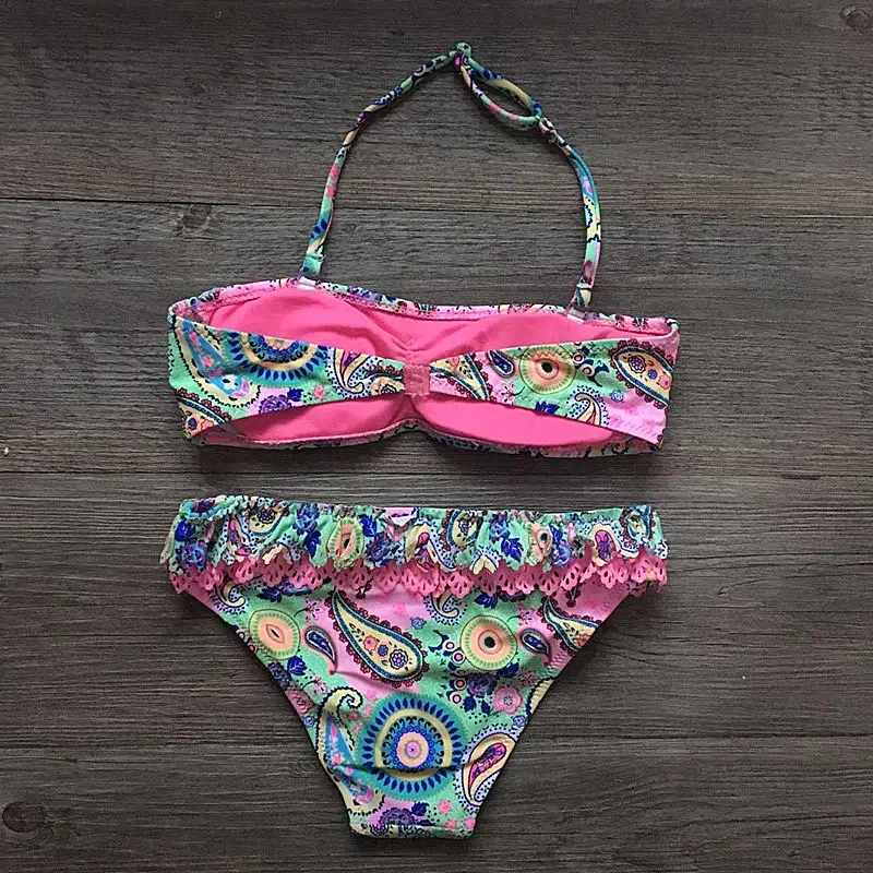 Bikini Girls Swimsuits 2 Pieces Bikinis Set With Padded Print Swimsuit Children Swimwear Kids Bathing Suit Girl Beachwear