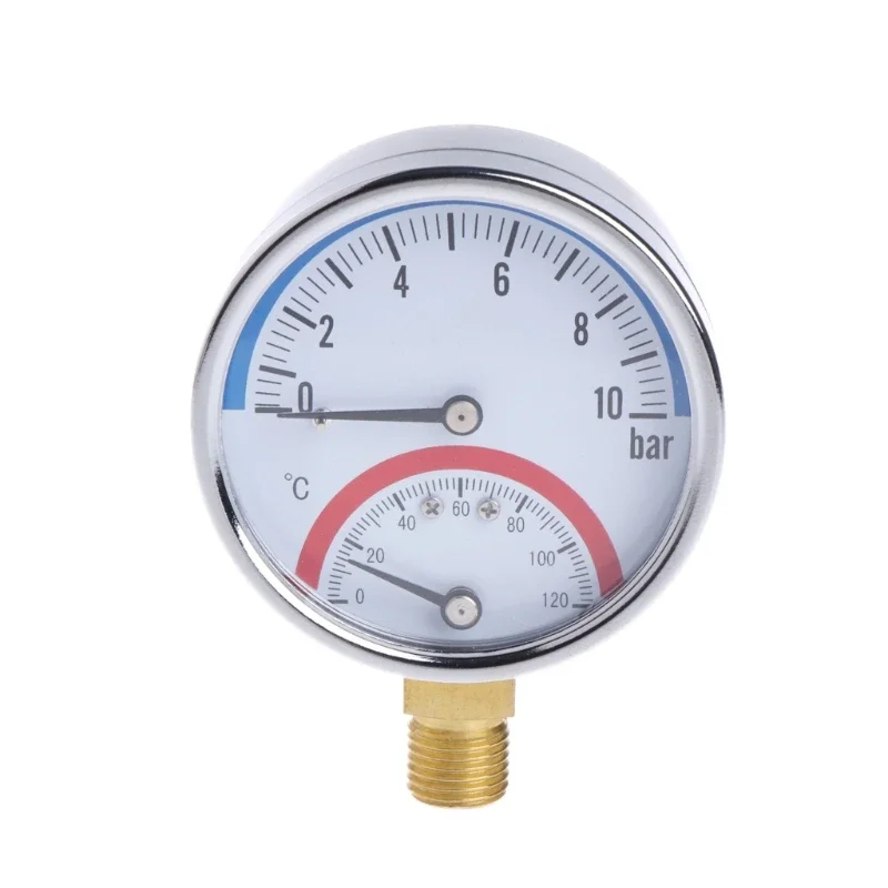 10 Bar Temperature Pressure Gauge Meter G1/4 Thread 2 in1 Thermometer