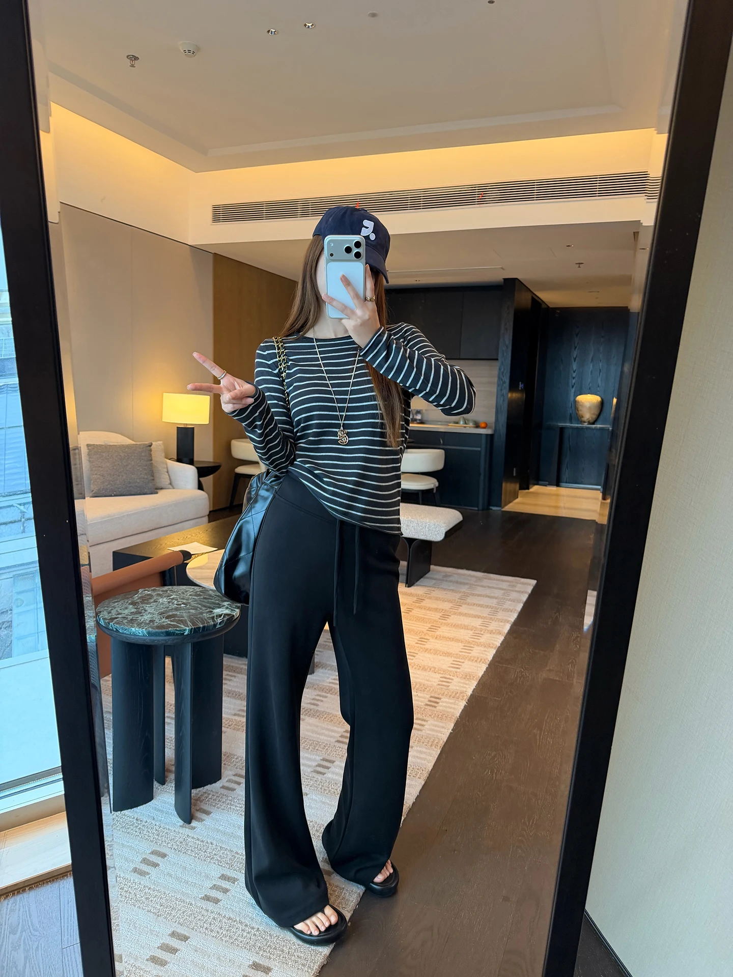

New Arrival Soft Casual Floor-Length Bell Bottom Pants Women's High Waist Polyester Blend Straight Leg Trousers