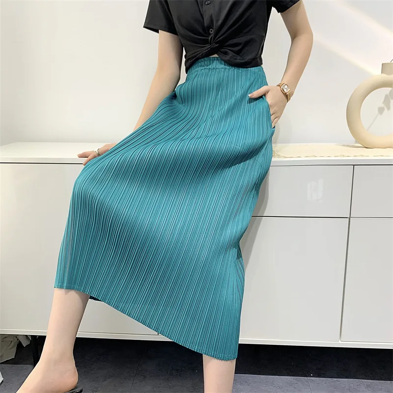 

Summer Half Skirt Women's Comfortable Casual High Waist Pleated Half Skirt Pleated Hundred skirt