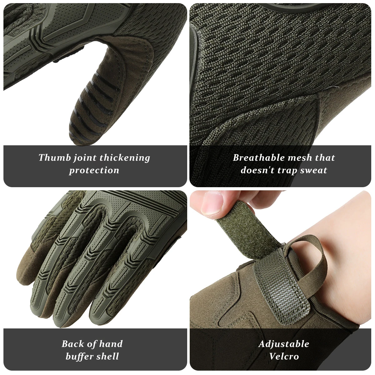 

Men's Full Finger Tactical Gloves Heavy Duty Anti-Slip Wear-Resistant Touch Screen for Motorcycle Riding Outdoor Hiking Camping