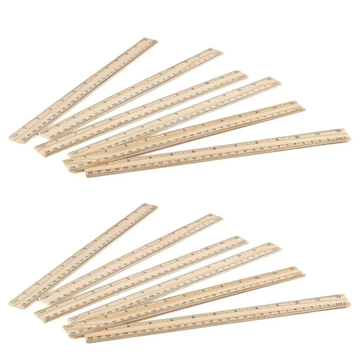 【New User-Coupon!】40 Pack Wooden Ruler 12 Inch, Rulers Bulk Wood Measuring Ruler for Students Teachers Classroom,2 Scale