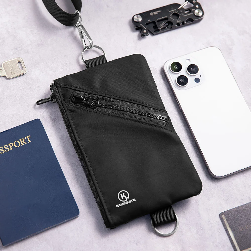 Kosibate Crossbody Phone Wallet Bag with Adjustable Lanyard – Multi-Pocket Travel Neck Pouch for Passport, Cards, Key and Cash