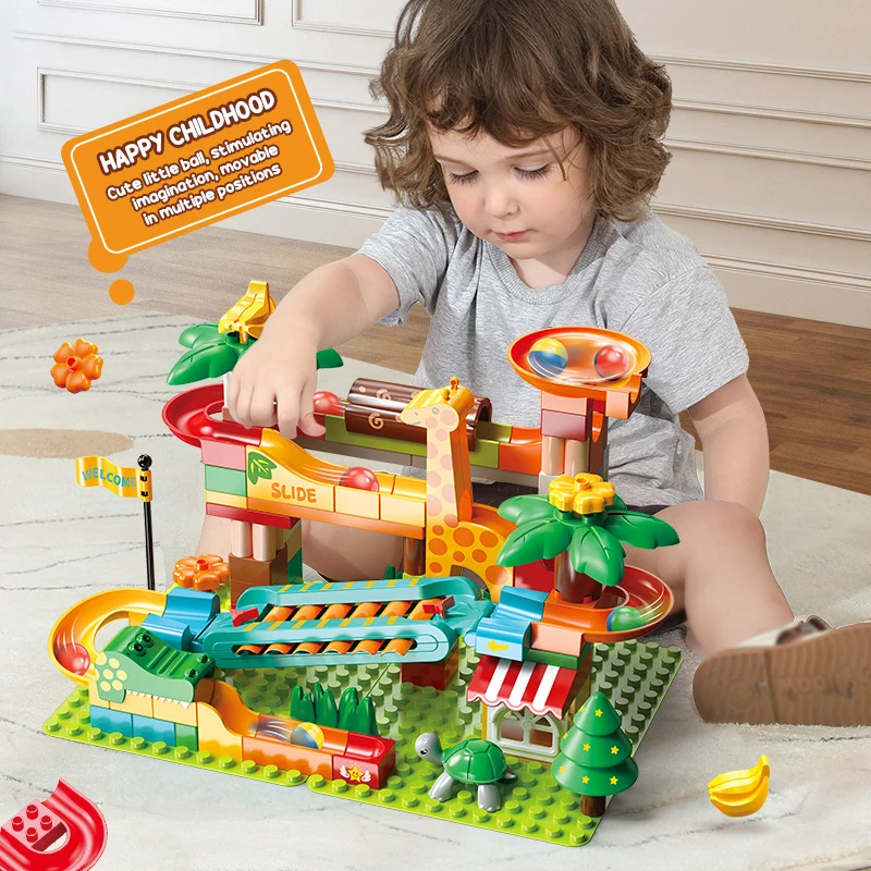 DIY Marble Run Slide Blocks Race Building Bricks 3D Children Diy Assemble Insert Toys Block Educational Toys for Children Gifts