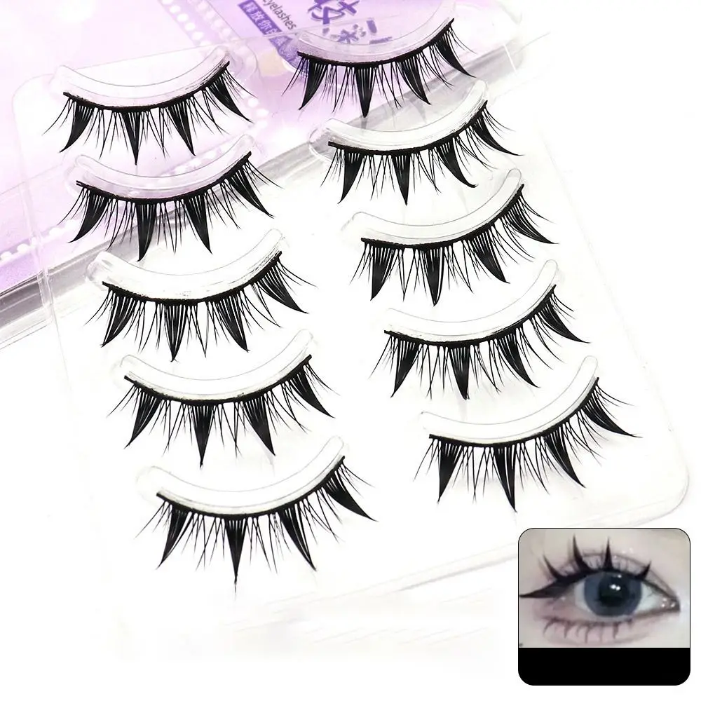 5 Pairs Spiky Fairy Lashes Korean Japanese Natural Look False Eyelashes Thai Style Makeup Manga Lashes Women