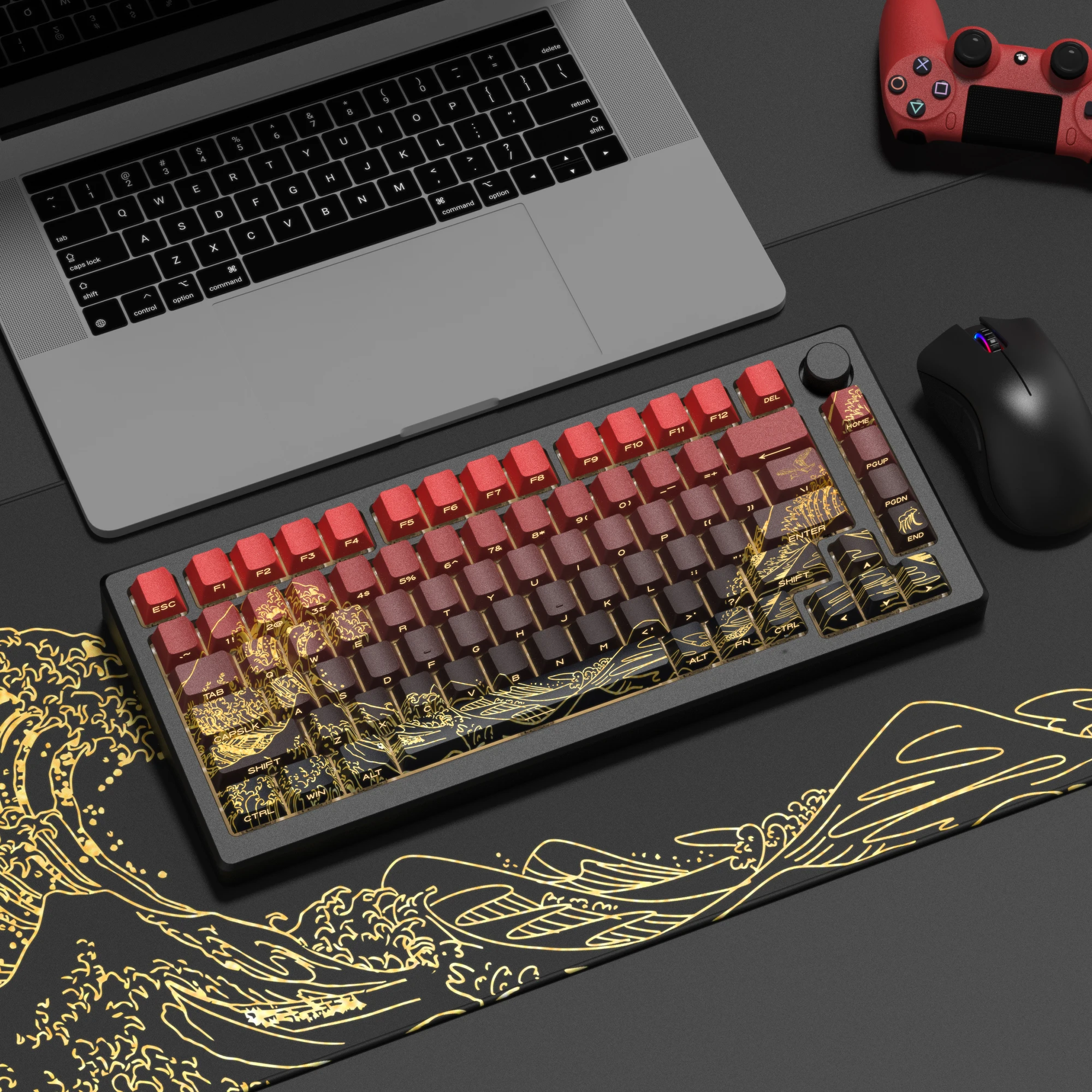130 Keys Cherry Profile Side Printed Shine Through Keycaps Black