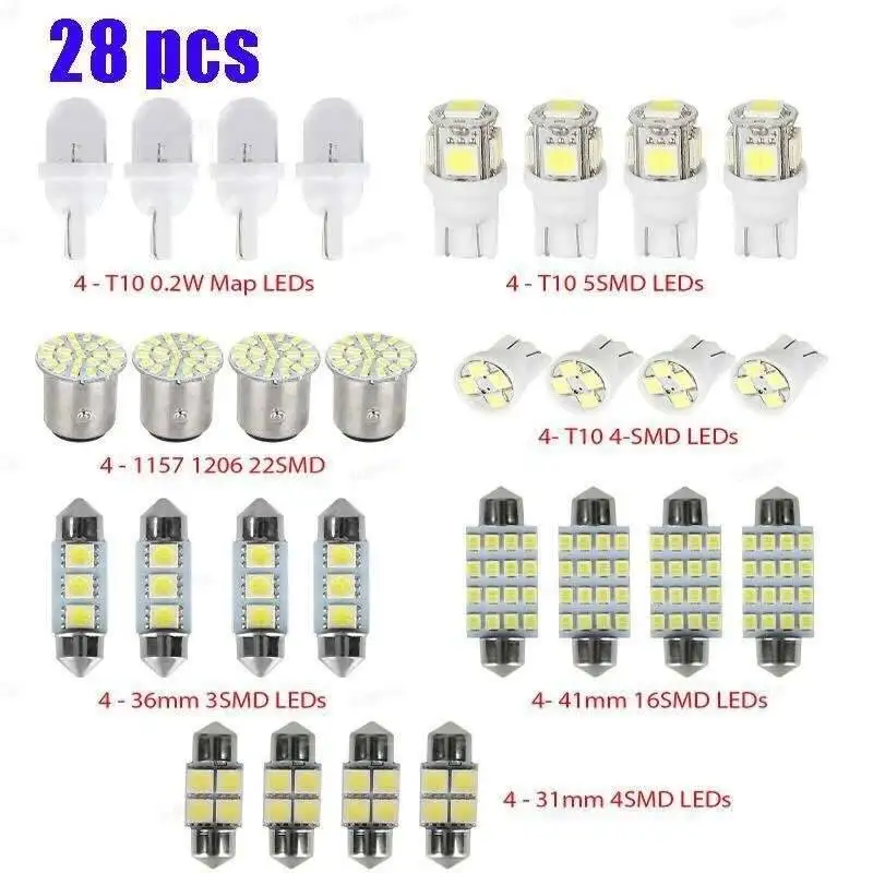 42 قطعة أضواء السيارة T10 6000K SMD LED استبدال لوحة الترخيص/القراءة زينون الأبيض مصابيح كهربائية داخلية #5