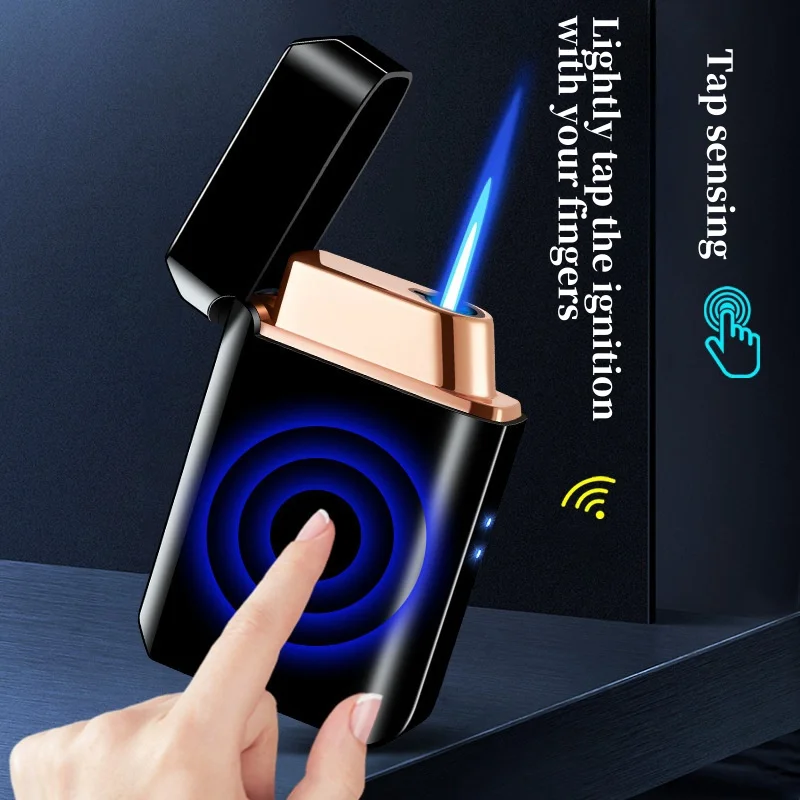 

HT2303 TikTok Viral Lighter Voice Control Sensor Blow Shake Touch Windproof Powerful Blue Jet Flame