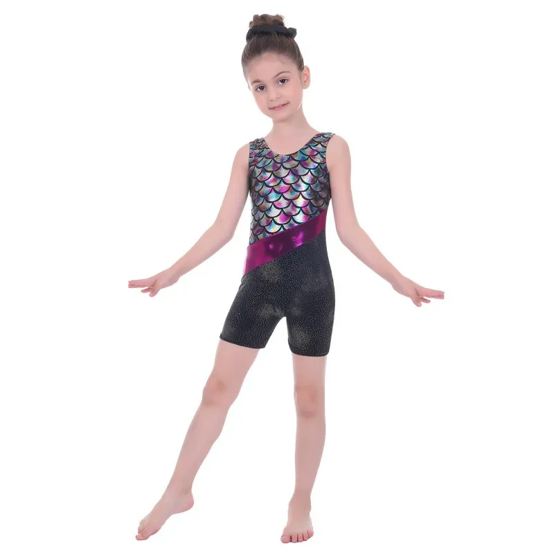 5-12 Years Old Fashion Girls Gymnastics Leotards Sizes Short Girls\' Dancewear Jumpsuit