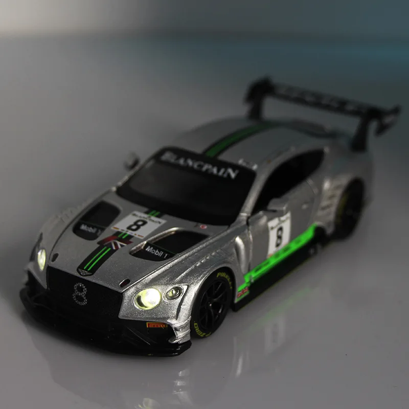 

1:32 Bentley Continental GT3 модель автомобиля из сплава игрушка литая модель автомобиля со звуком и фотомагнитом игрушки для детей автомобиль A113