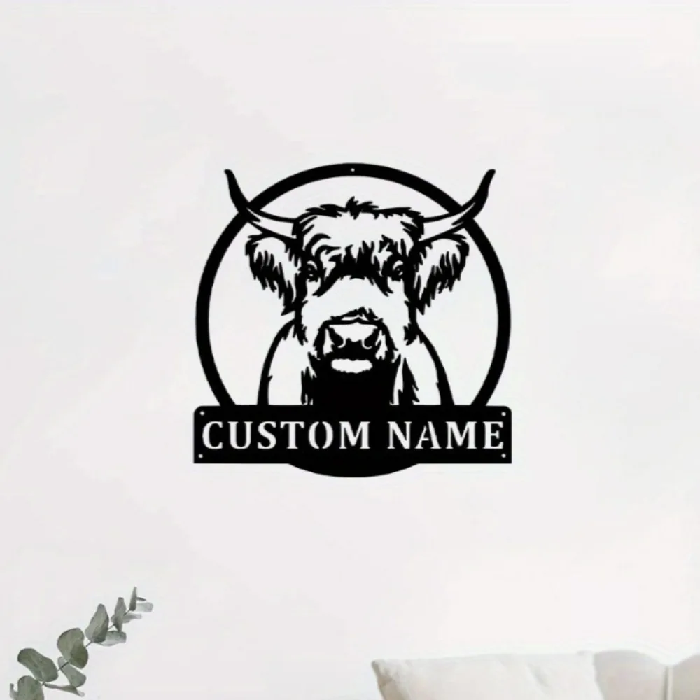 Custom Highland Cow Wall Art Personalized French Country Farmhouse Decor Power - Free Cow Ornament for Homes Delightful Addition