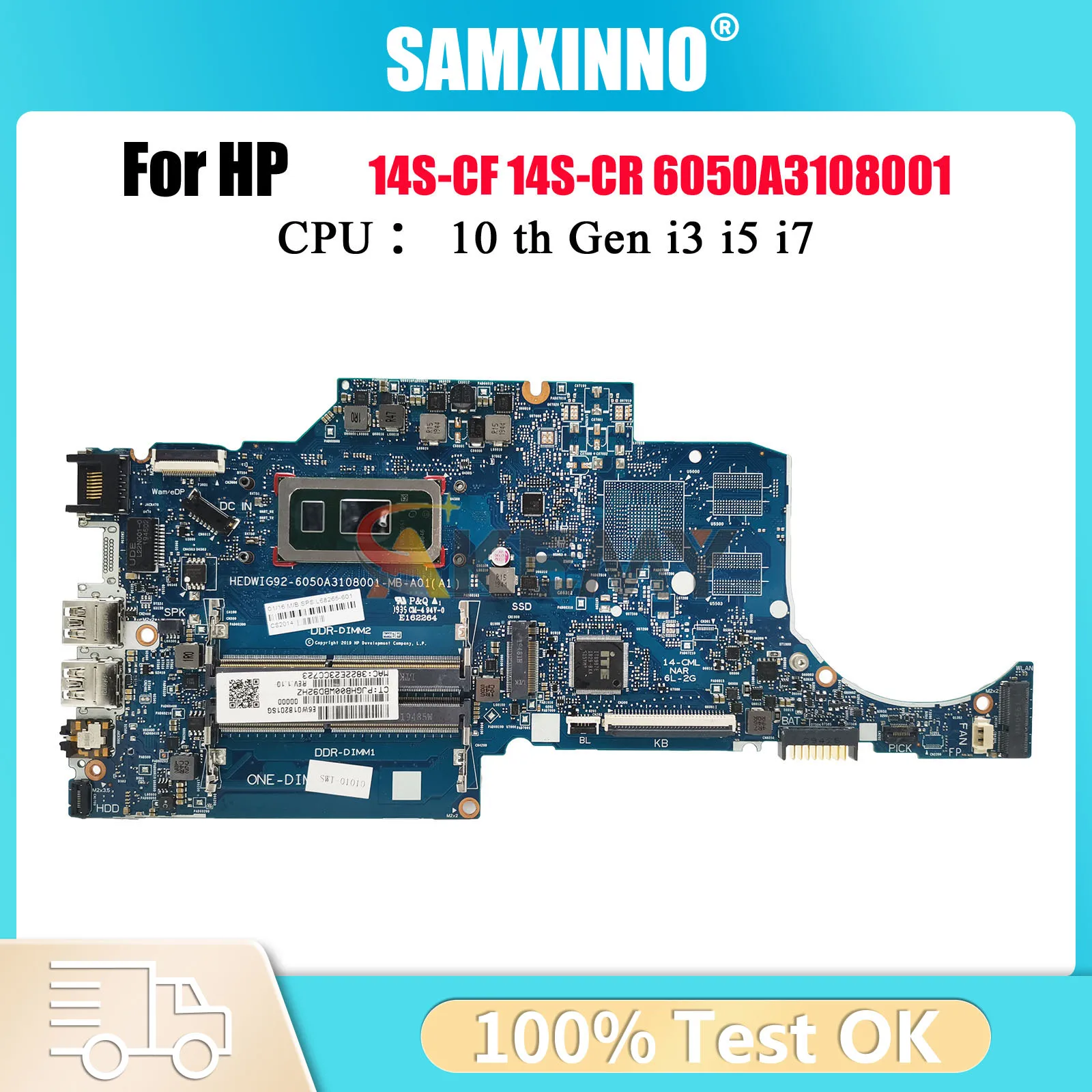 

6050A3108001 For HP 14-CK 14-CF 240 G7 Laptop Motherboard With i5 i7 10th CPU DDR4 L68262-001 L68261-601 100% Fully Tested