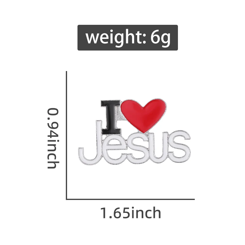 Custom I Love Jesus Enamel Pins Heart Christian Love Faith Accessories Metal Brooches Lapel Badges Backpack Clothes Jewelry Gift