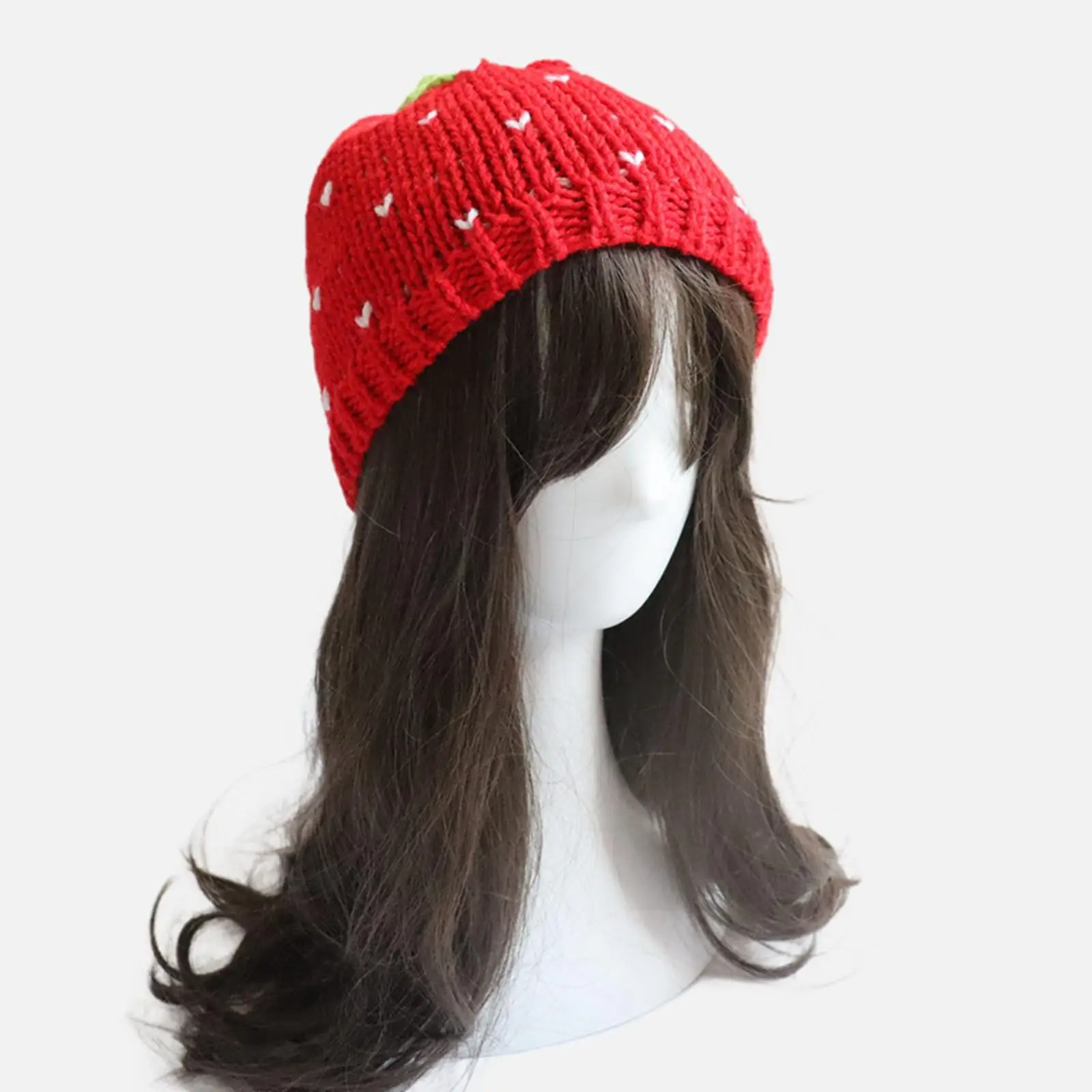 Sweet Strawberry Hat Comfortable Handmade Decorative Adult Creative Red Fruit Versatile Knitted Hat Skull Cap Knitted Beanie Cap