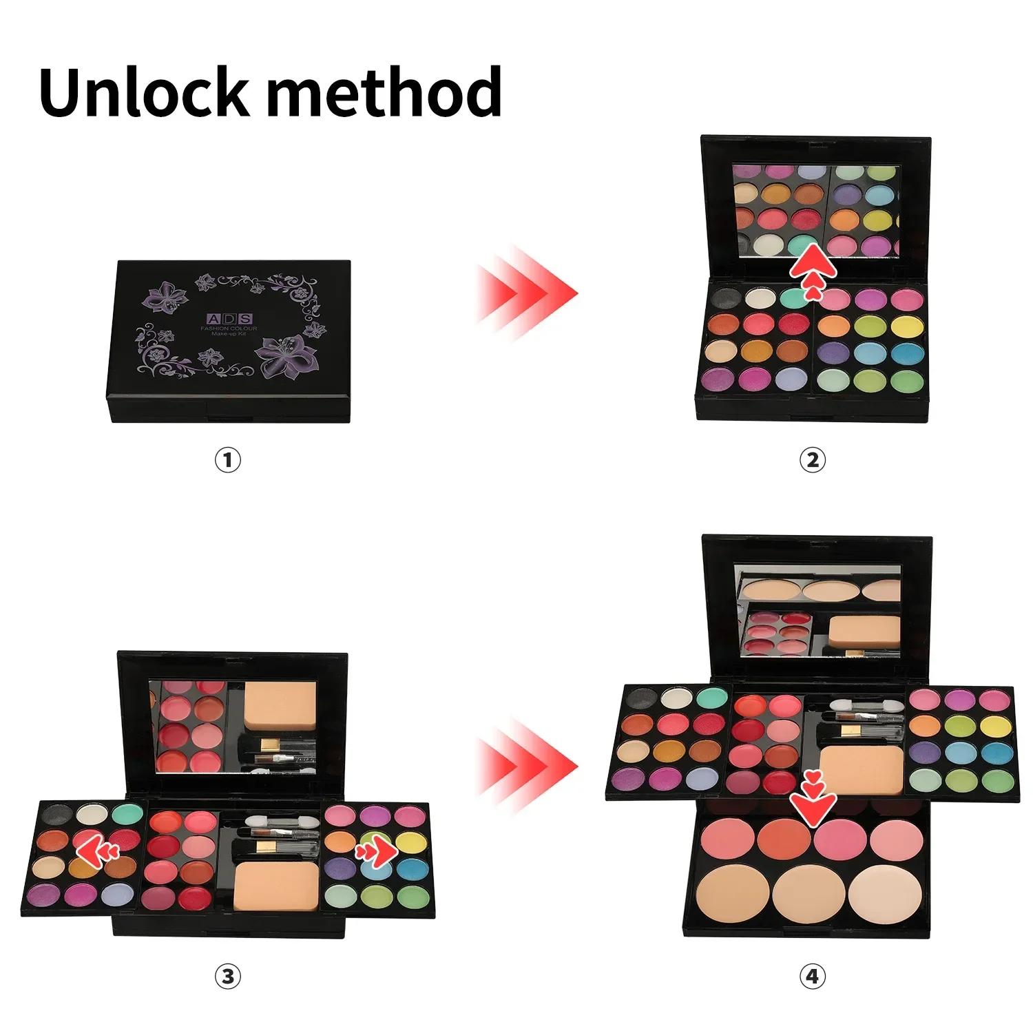 Kits de maquillaje, caja completa para niñas, profesional, todo en uno, 39 colores, polvo facial, sombra de ojos, lápiz labial, resaltador, paleta bronceadora