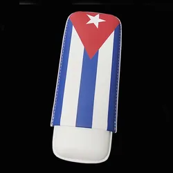 Creative Leather Cigar Case Portable 2, 3Finger Humidor, Carry-on, Tobacco Bag/Box, Outdoor Cuban Flag Souvenirs Humidor