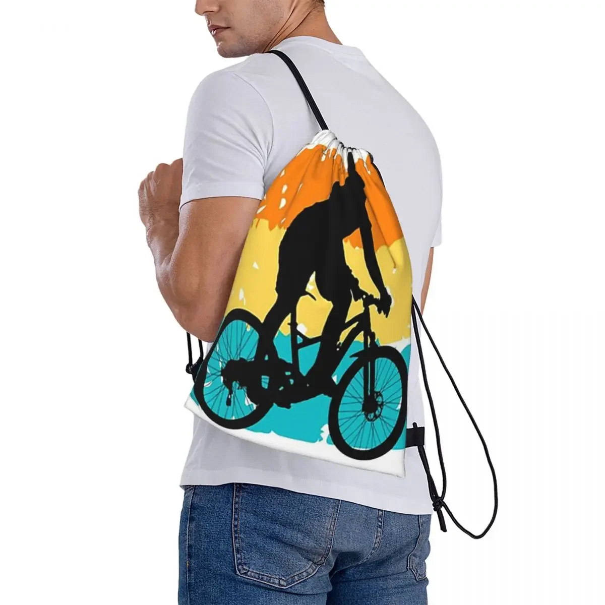 Casual portátil Bike Life Mochilas, Drawstring sacos, Bundle bolso, Sports Bag, Bookbag para estudantes de viagens