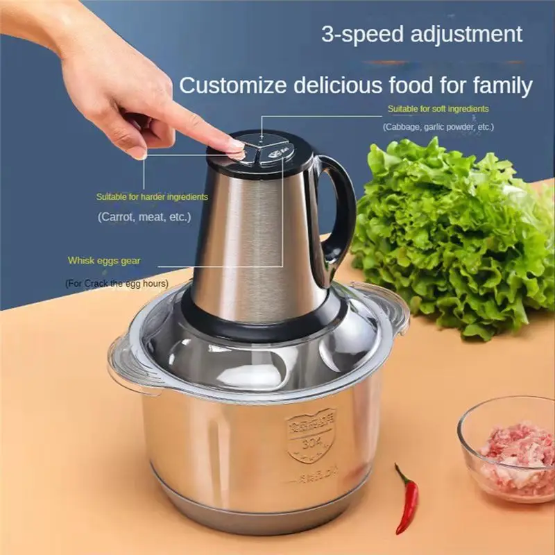 AA10RR Stainless Steel 5L Electric Meat Grinder Multifunction Vegetable Fruit Food Processor Chopper Kitchen Machine EU Plug