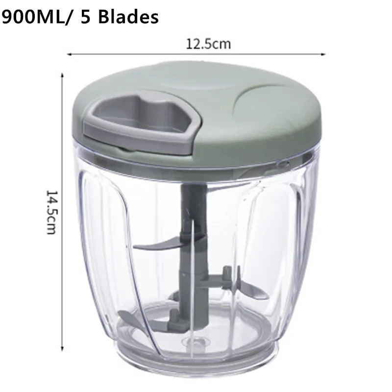 500/900ML 수동 고기 Mincer 마늘 쵸퍼 핸드 풀 프레스 크러셔 야채 분쇄기 칠리 양파 커터 주방 요리 도구