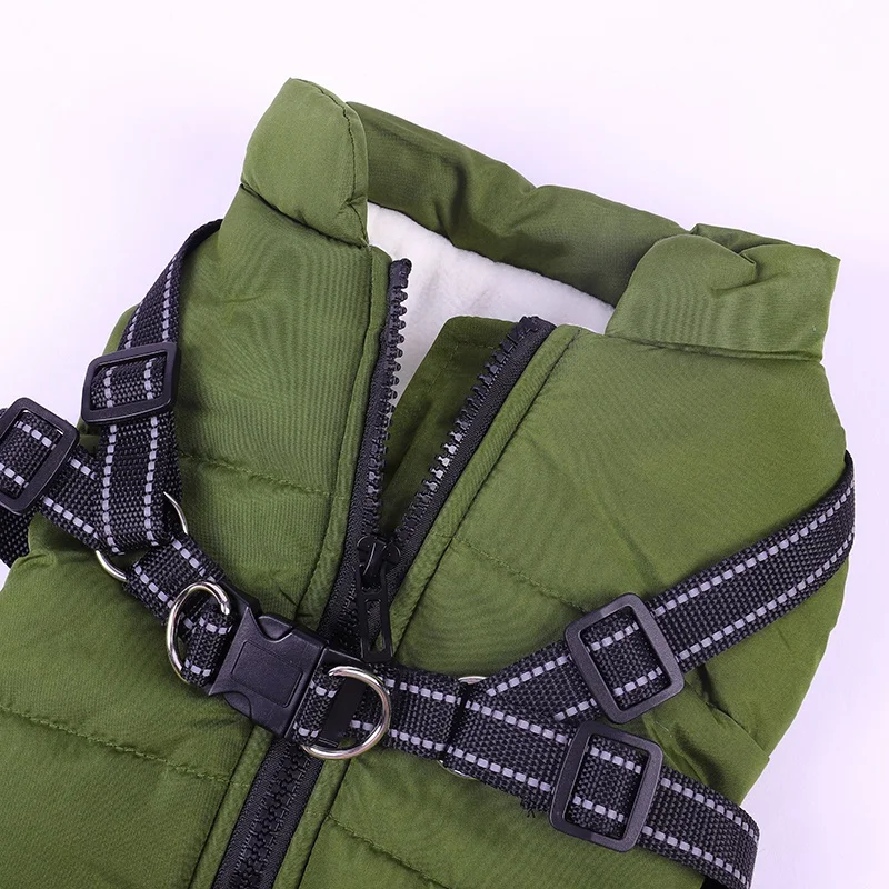 Pet Dog Jacket With Harness Winter Warm Dog Clothes Waterproof Pets Coat Small Large Dogs Chihuahua French Bulldog Jacket Outfit