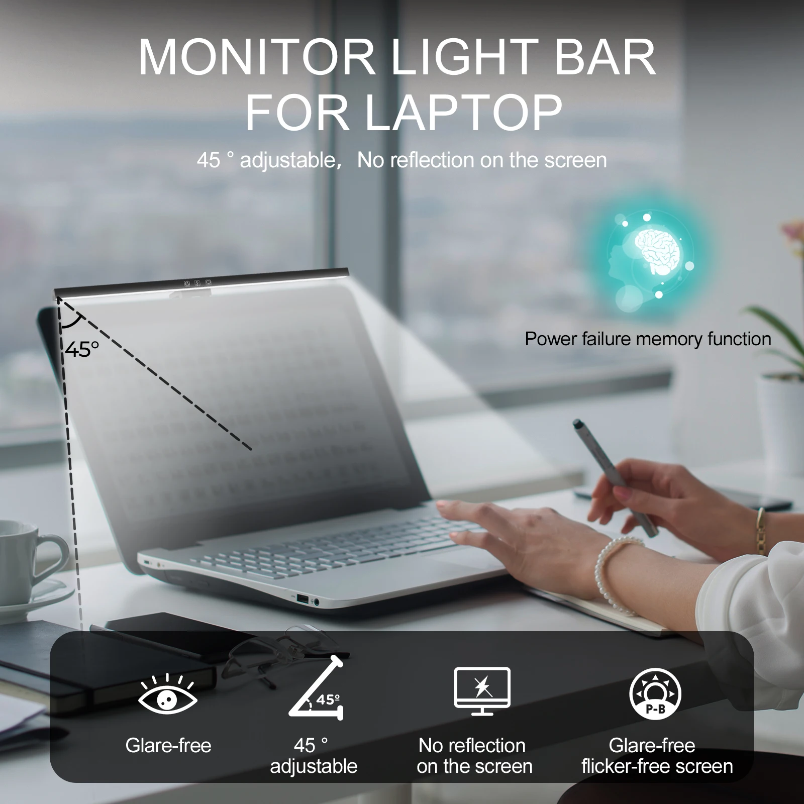 33cm monitor de computador barra de luz tela luzes penduradas stepless escurecimento usb lâmpada mesa para estudo luz leitura lâmpada monitor mesa