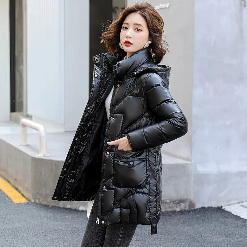 Women 2023 New Parkas Winter Down Cotton Jacket Hooded Padded Coat Korean Loose Warm Thicken Windproof Outwear All-match