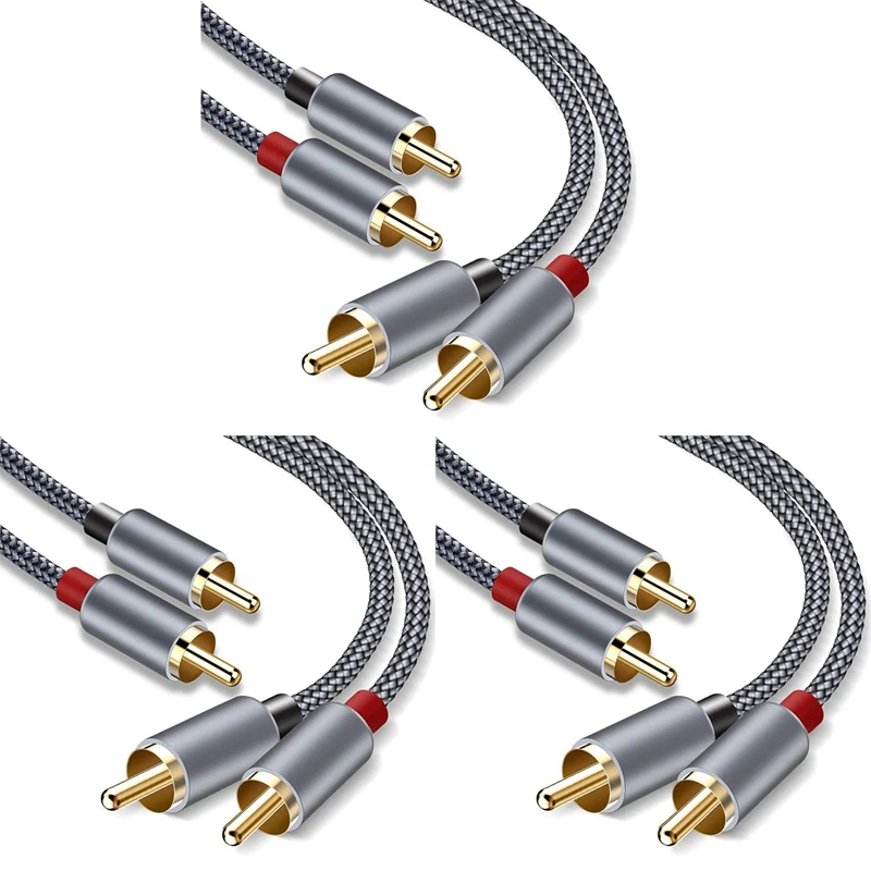 RISE-3X RCA Stereo Cable, [6Ft/1.8M, Dual Shielded Gold-Plated] 2RCA Male To 2RCA Male Stereo Audio Cable For Home Theater