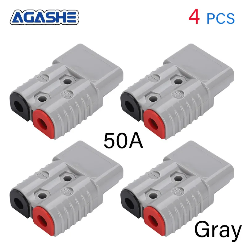 AGASHE 4-pcs  Quick Connect/Disconnect Wiring Harness Plug Connector Kit, 50A Battery Cable Connector for Winches, Trailer