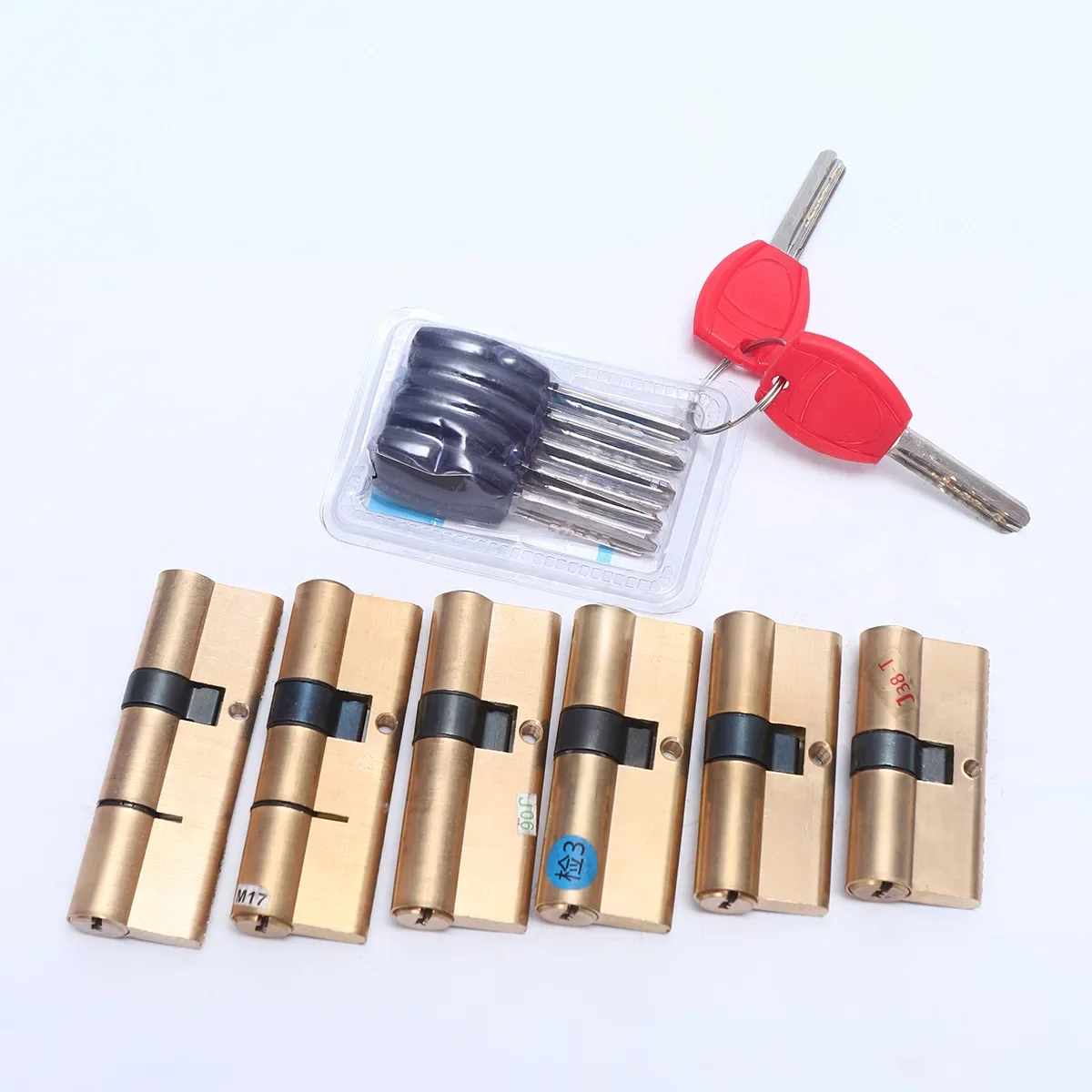 65-120mmA grade red handle lock cylinder All copper household lock cylinder Indoor door anti-theft door lock accessories