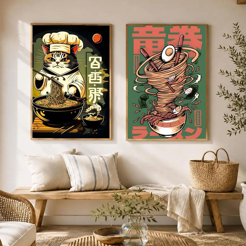 Japanese Ramen Noodle Art Poster HD poster wall art self-stick no-residue for home cafe office great gift