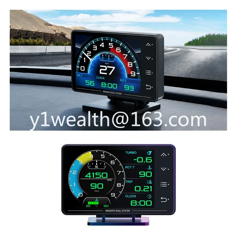 Global Positioning System Head-up Display Hud Turbo Oil Pressure  Temperature  Value Gyroscope Speedometer Automotive OBD2 Meter