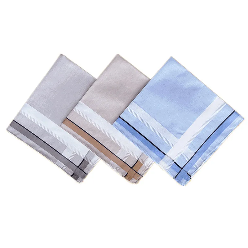 

3Pcs 43x43cm Square Plaid Stripe Cotton Handkerchiefs Men Classic Vintage Pocket Hand Towel Wedding Xmas Party Gift