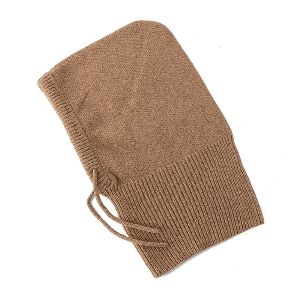 Gorros gruesos de punto con capucha para invierno, gorro pasamontañas elástico con aislamiento cálido, cordón ajustable, transpirable, cuello de una sola pieza