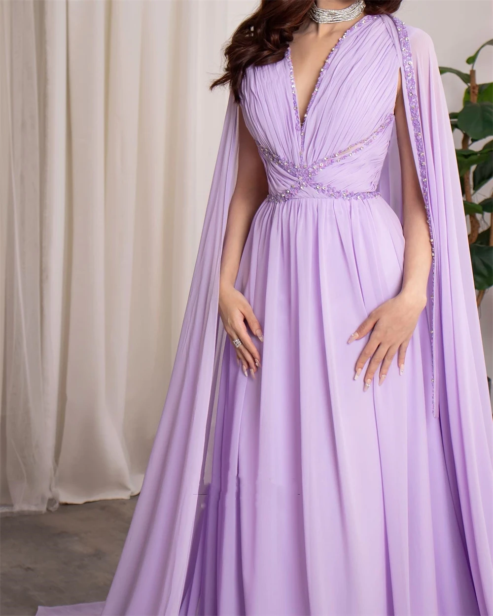 Customized Prom Dresses Eleagnt V Neck A-line Empire Sequin Party Dress Floor Length Cap Formal Evening Gowns robe de bal 칵테일드레스