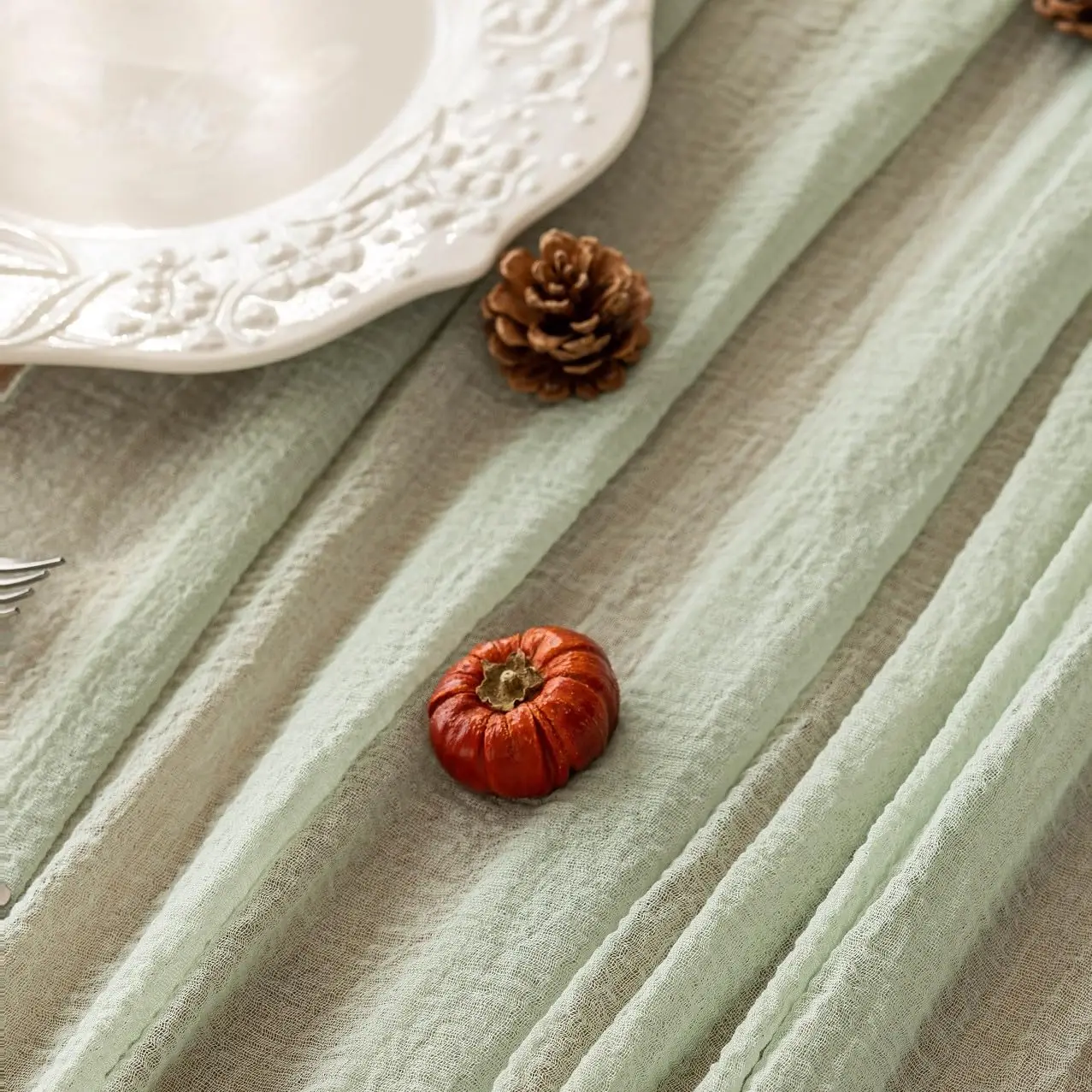 Cheesecloth Table Runner Sage Green Gauze 120 Inch 10 FT Rustic Boho Cheese Cloth Table Runner for Centerpiece Home Decorations