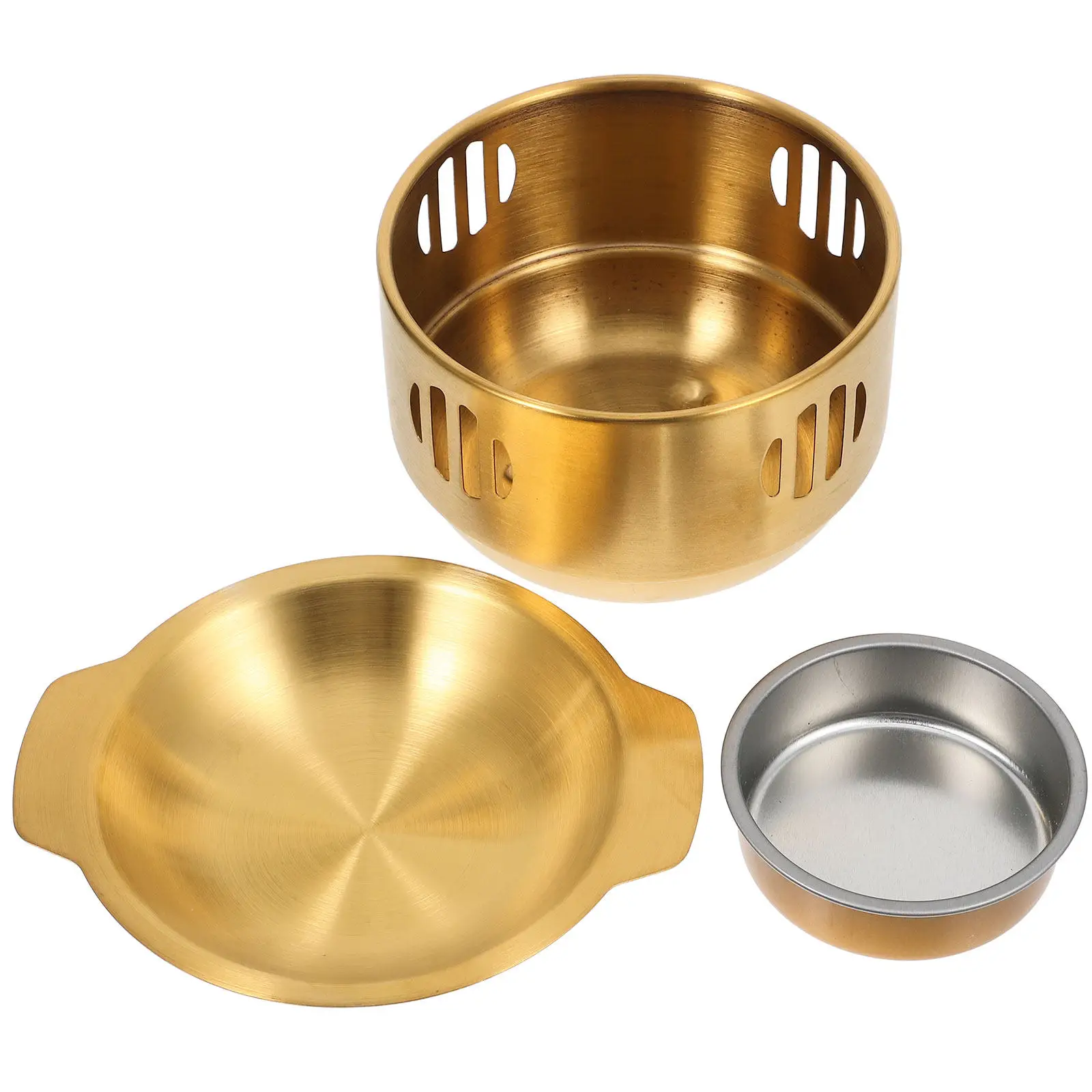 1Set Household Cooking Pot Stove Insulated Stainless Steel Cooking Pan Nonstick Smooth Surface Lightweight Kitchen Essential