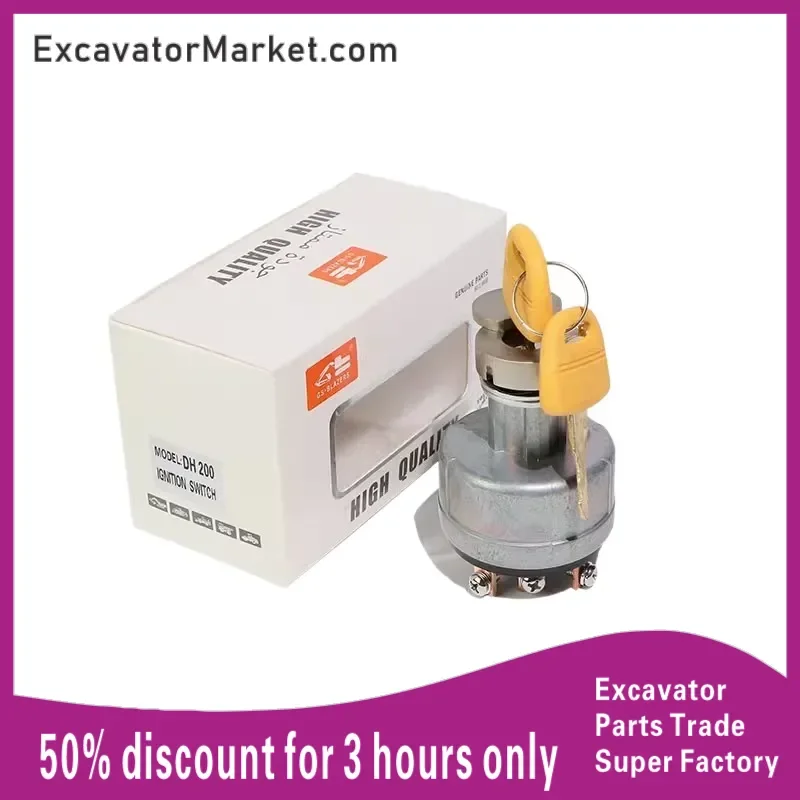 Excavator Spare For Doosan daewoo Excavator Accessories Dh220-5/225-7 Ignition Switch Switch Lock Key Start 300 Excavator Parts