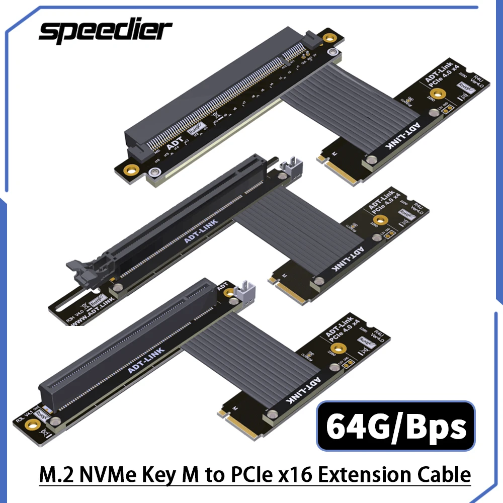 

Riser M.2 For NVMe SSD To PCIe 4.0 x16 Riser Card Turn 90 Angled Graphics Card Riser Extender M2 NGFF M Key To PCI E 4.0 x4