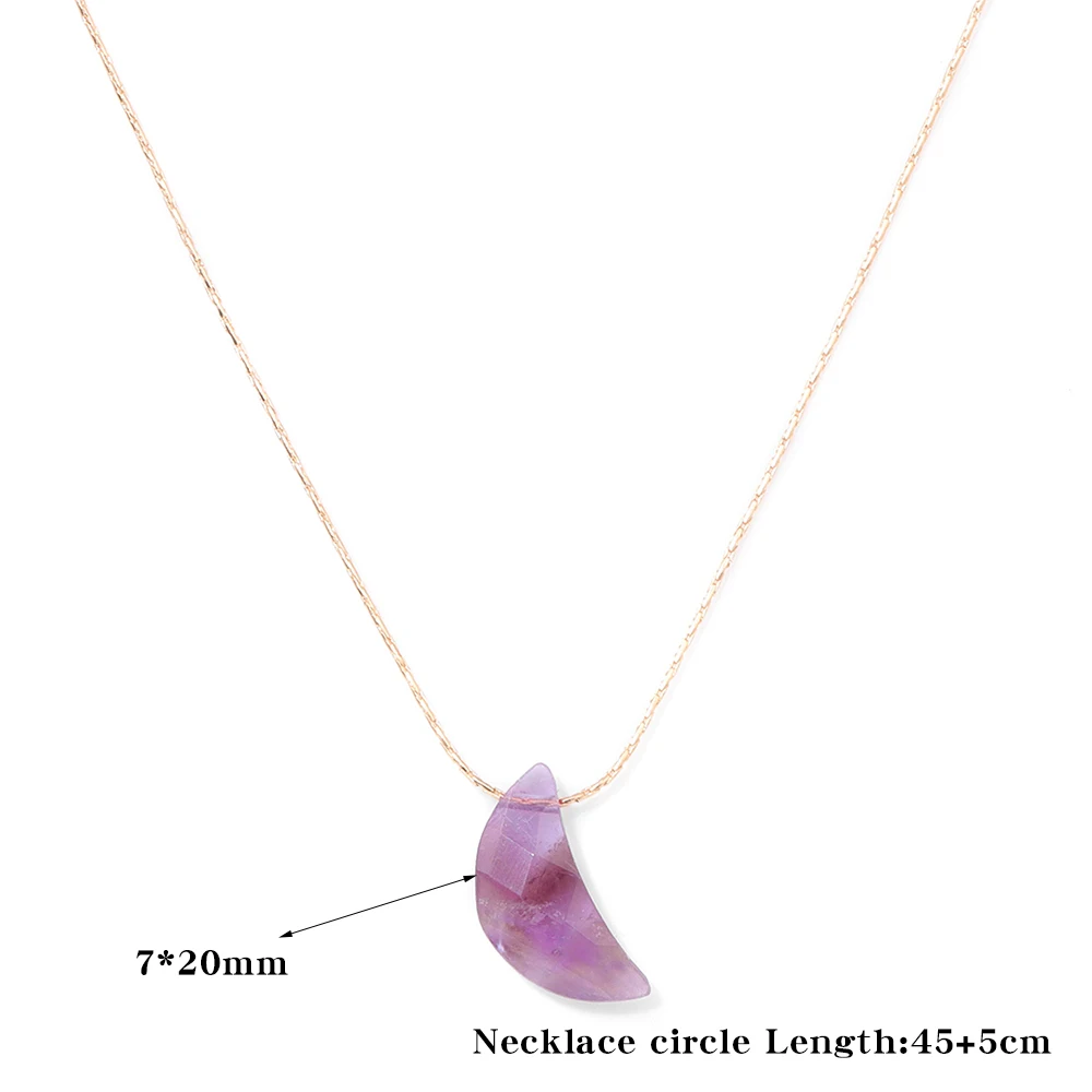Moon Stone Necklace 7*20MM Moon Shape Aventurine Opal Gem Necklace Gold Color Clavicular Chain Choker Fashion Jewelry Gift