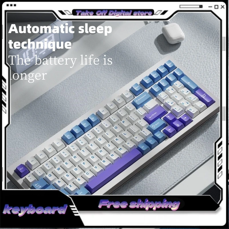 Wireless Game Keyboard Full Key Hot Swap Three Connection Methods 99 Key Game Office Dual Performance Chip RGB Light Effect