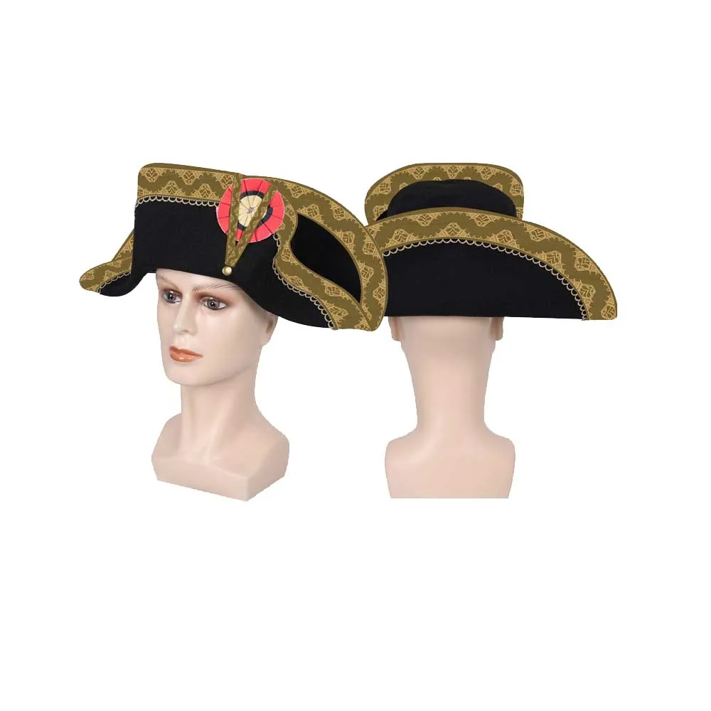 Adult Admiral Bicorn Hat French Captain Cap Napoleon Cosplay Fantasy Costume Accessory Halloween Roleplay Fantasia Props Gifts