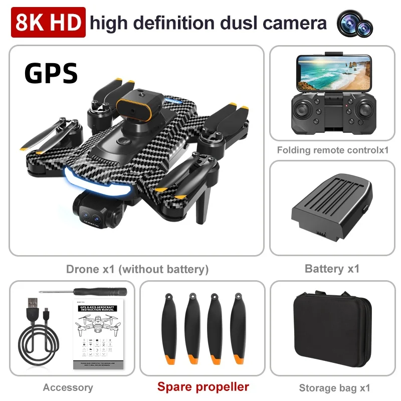 

A14 GPS Drone 4K Professional HD Dual Camera 5G Wifi 360° Obstacle Avoidance Brushless Foldable Quadcopter RC Drone Toy