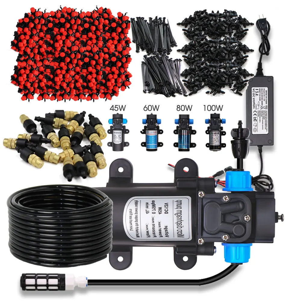 45/60/80/100W samozasysająca pompa wodna System podlewanie ogrodu kropelkowego do nawadniania mgiełka do twarzy szklarni