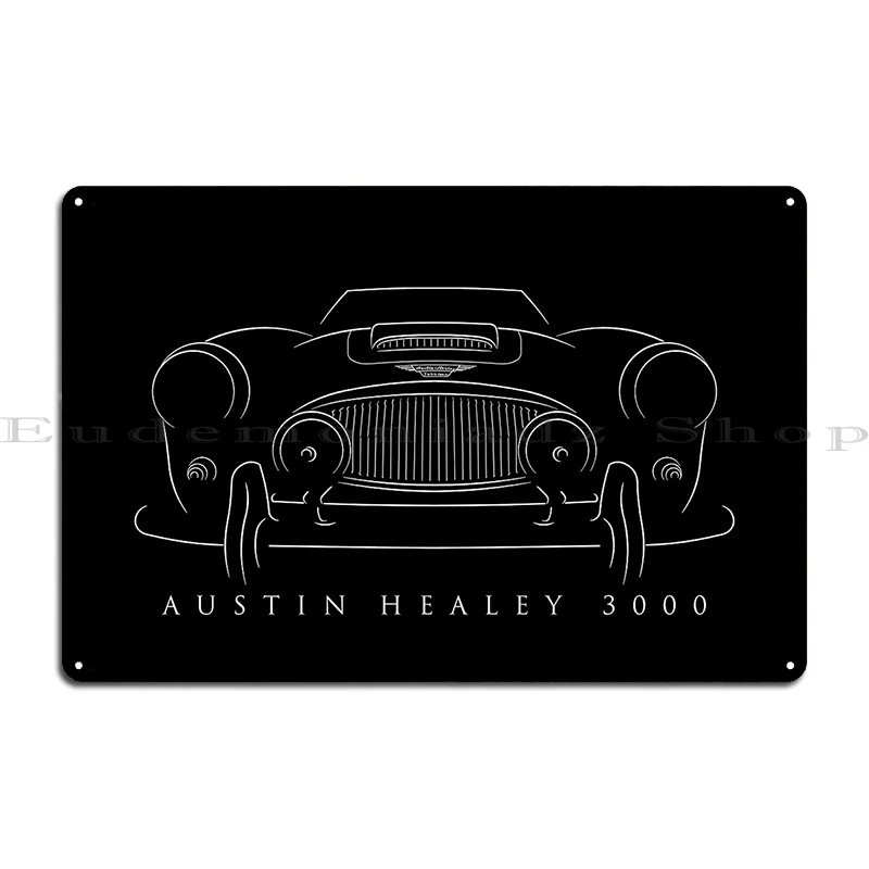 Austin Healey 3000 Front Stencil White Metal Plaque Poster Club Bar Garage Cinema Design Bar Cave Tin Sign Poster