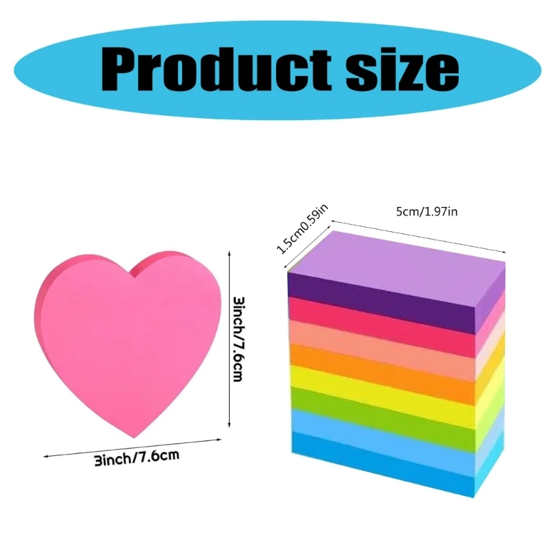 480 fogli carta per appunti colorata Carta per appunti rettangolare Carta per appunti a forma cuore